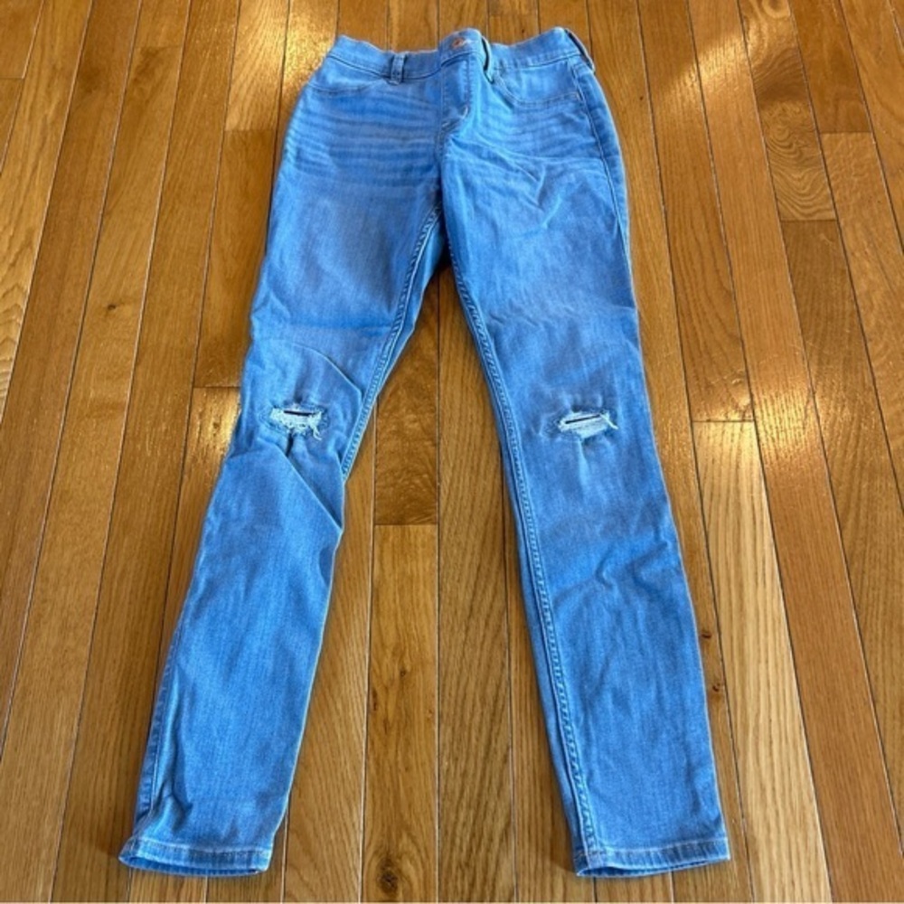 Abercrombie Kids Pull On Denim Blue Jeans Legging Distressed Girls Size 11/12
